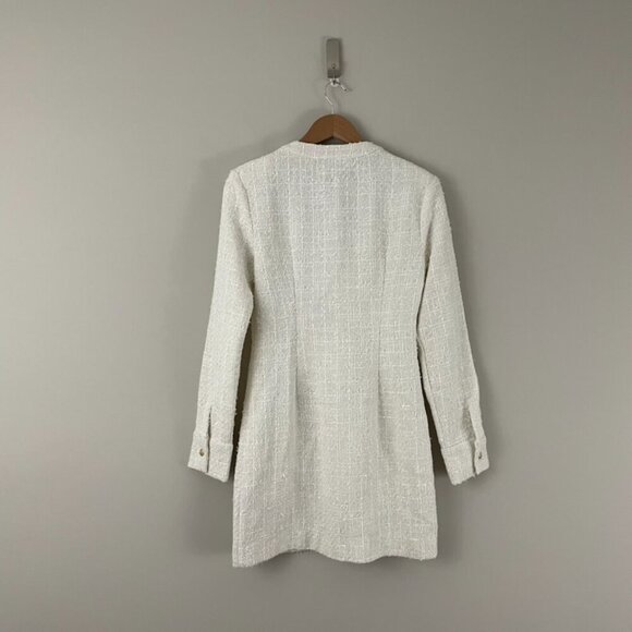 Endless Rose Textured Tweed Button Down Mini Dress in Ivory Size Small - Picture 2 of 5